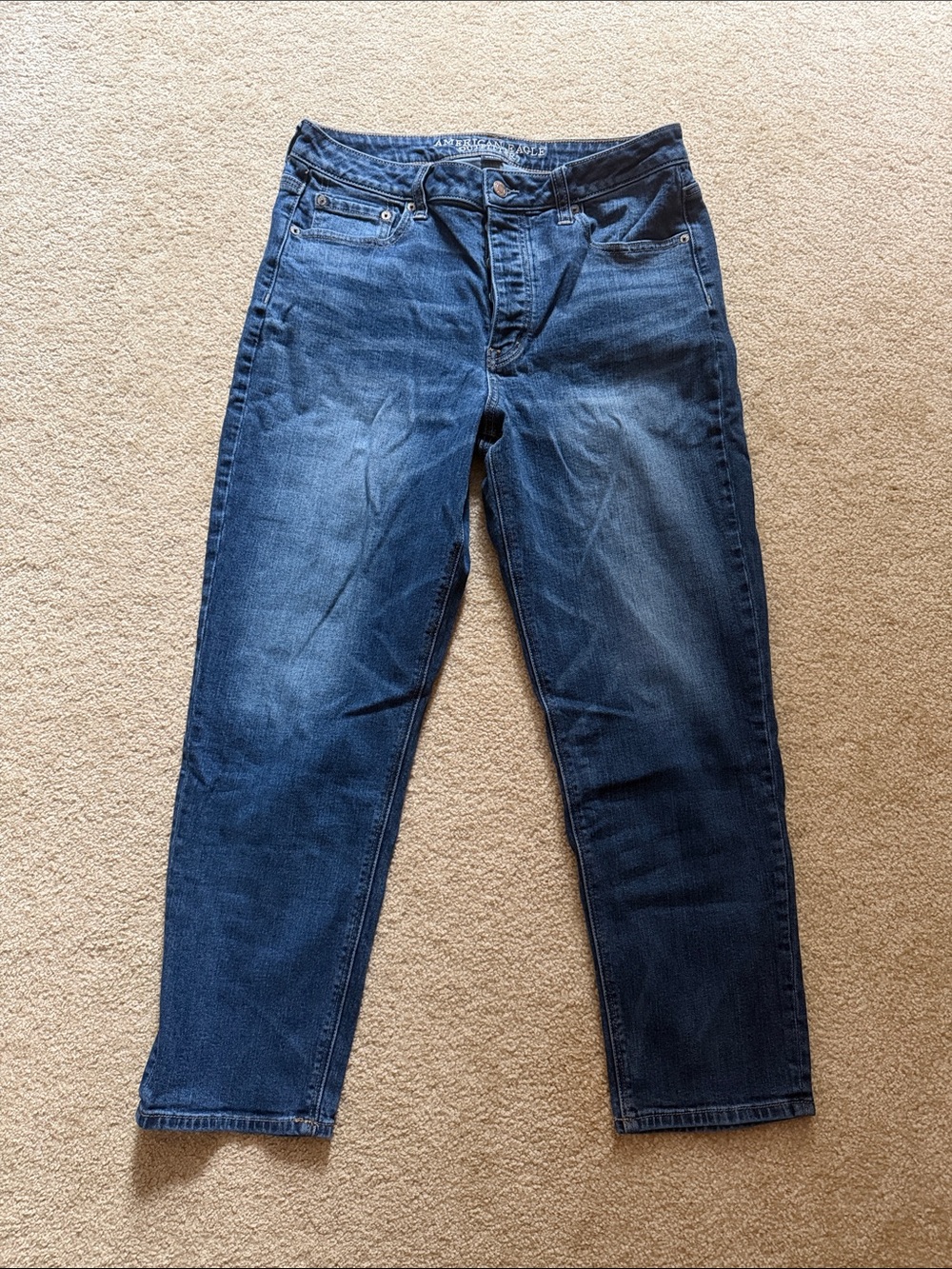 American Eagle Outfitters Women's Dark Blue Straight Leg Jeans